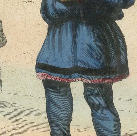Laplander in Traditional Dress, Hand-Coloured Lithograph, c.1845, close-up 6