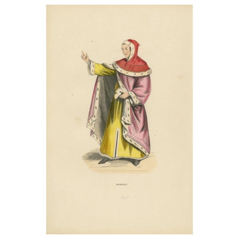 The Esteemed Jurist: A Magistrate's Robe in an Original Lithograph, 1847