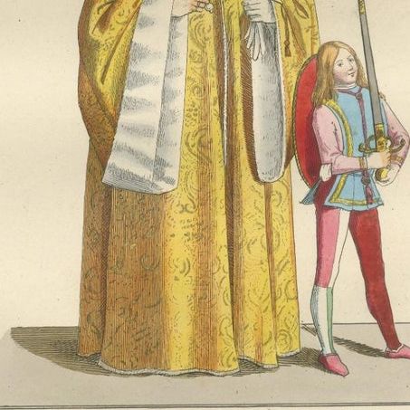 Medieval Fashion Ensemble from Rome & Venice, 14th–15th Century, Published 1845, close-up 4