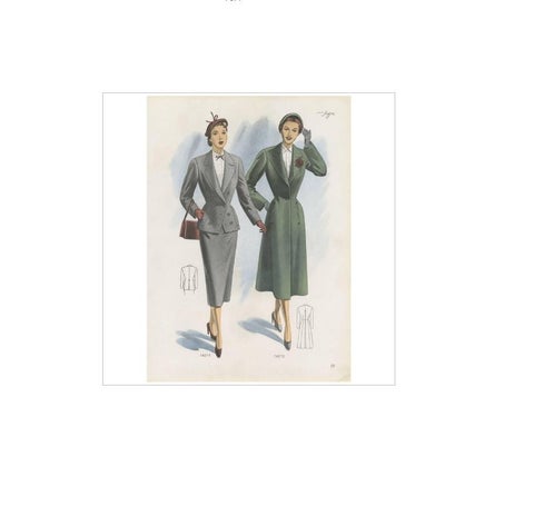 Vintage Fashion Print 'Pl. 14211' Published in Ladies Styles, 1951, view 3