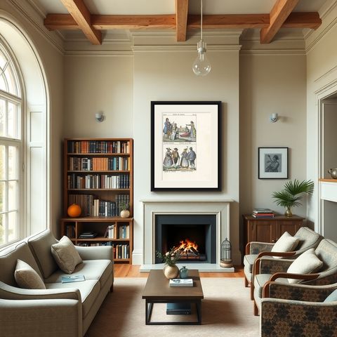 Antique Costume Print of Belgium and the Netherlands by Antonelli, 1842, shown framed in a room