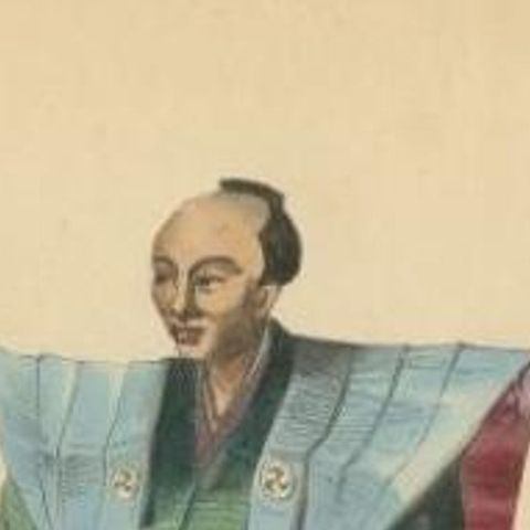 Antique Print of a Japanese Ceremonial Costume, 1843, close-up 1