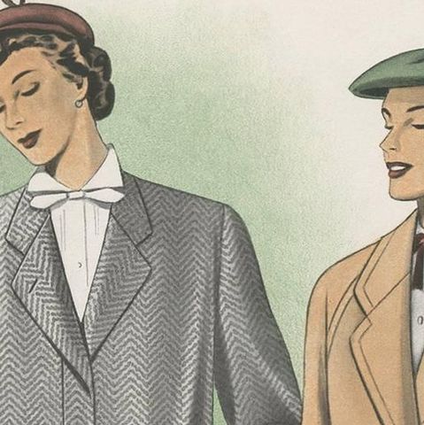 Vintage Fashion Print 'Pl.14205' Published in Ladies Styles, 1951, close-up 1