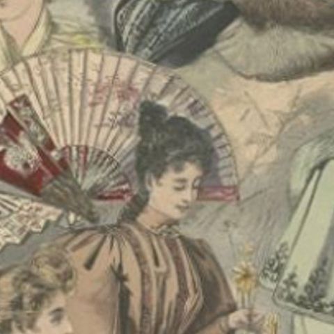 Antique Female Fashion Print by Breitkopf, 1894, close-up 1