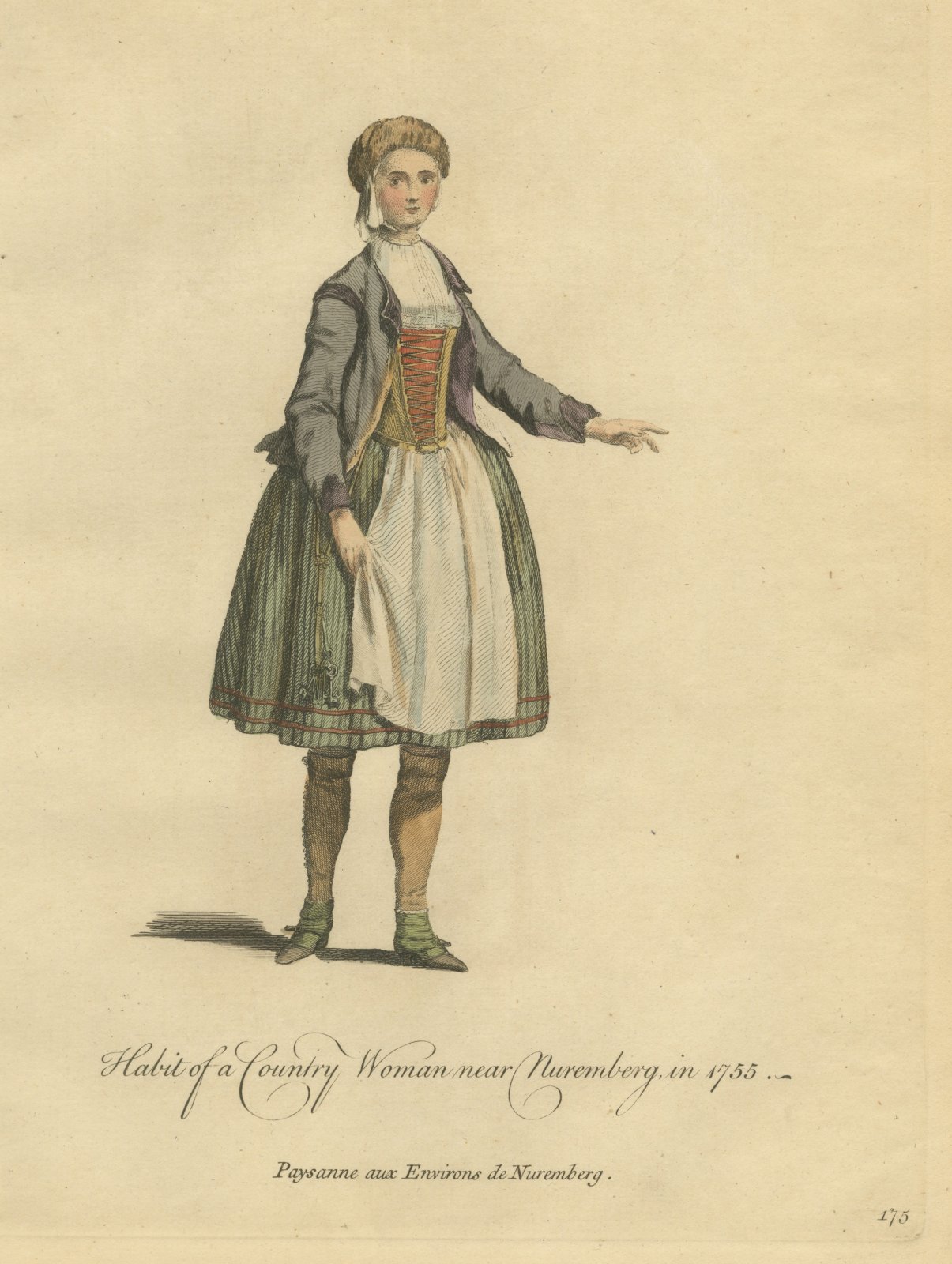 Country Woman near Nuremberg in Laced Bodice and Apron, 1755, Jefferys 1757