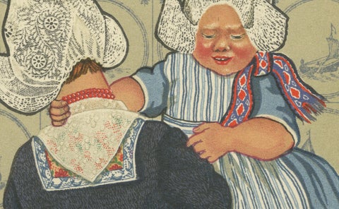Charming Vintage Print, Women & Children of Volendam in Traditional Dress, 1932, close-up 1