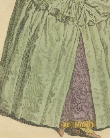 Habit of Queen Elizabeth from Holbein in 1551, Jefferys Costume Plate, 1757, close-up 2
