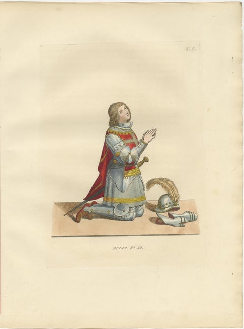 Knights and Devotion: Rhodes Knight, Monk, and Artist in Costume, Engraving 1845, view 2