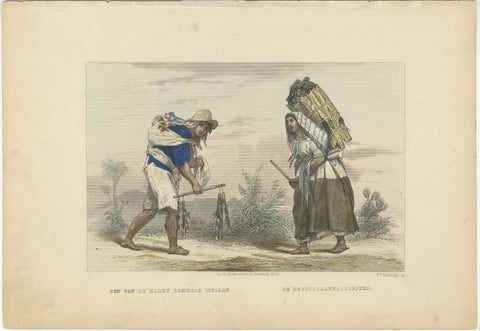 Mexican Market Indian and Firewood Seller, Hand-Colored Costume Print, 1865, view 2