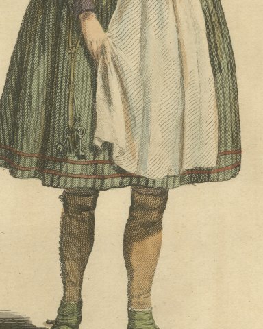 Country Woman near Nuremberg in Laced Bodice and Apron, 1755, Jefferys 1757, close-up 3