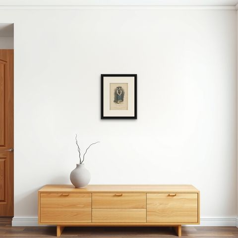 Antique Costume Print of a Girl from Val Pusteria, Tyrol, c.1880, shown framed on a wall