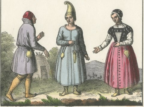Inside a Hut of the Reindeer Lapps and Lapp Costume, Lapponia, 1842, close-up 2