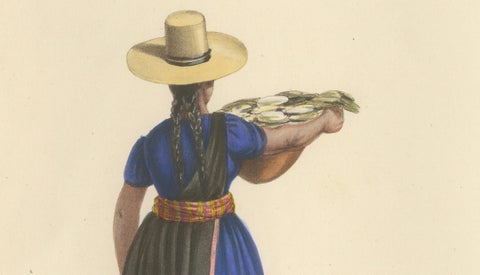 Peruvian Women of Lima, Cheese Seller and Regional Costume, Original 1841, close-up 3