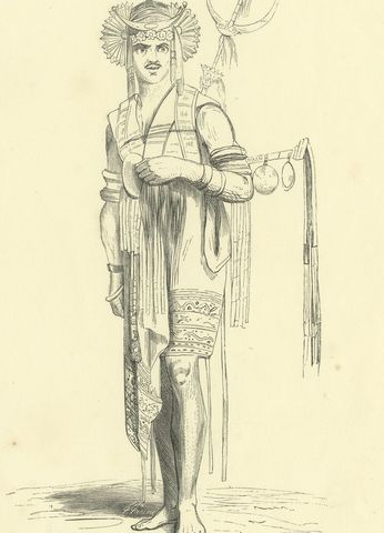 Herald of Timor, Antique Wahlen Costume Print, 1843-1844, close-up 1