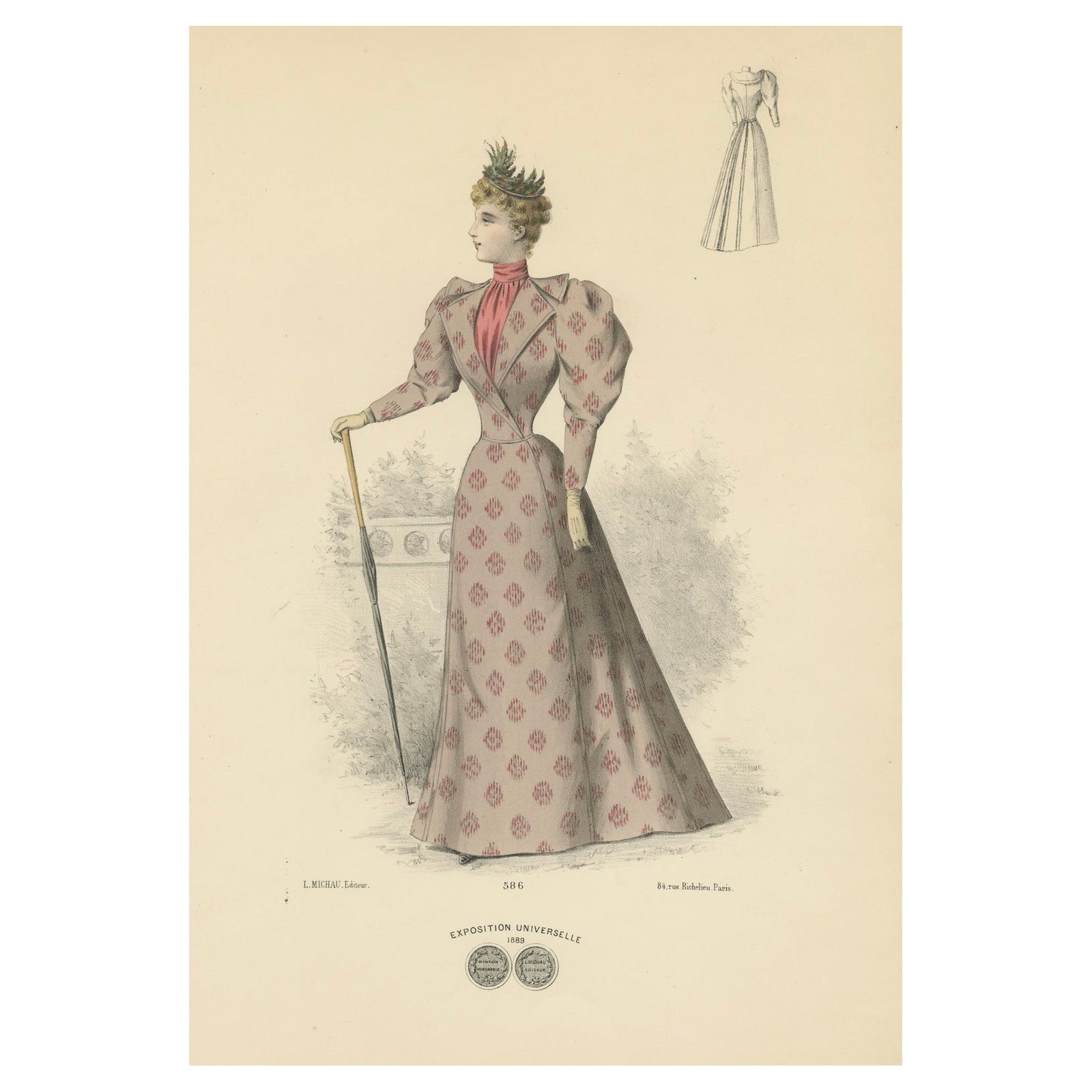 Refined Elegance: 1889 Fashion Lithograph by Michau, the Exposition Universelle