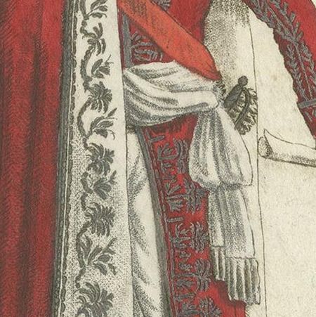 Antique Costume Print of a French Chamberlain, circa 1810, close-up 2