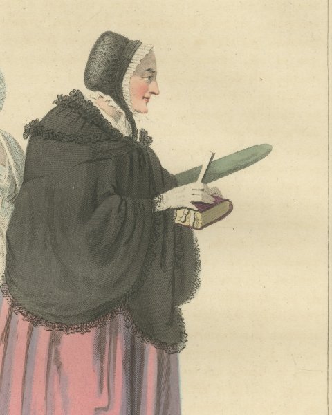 Burgher Woman and Daughter going to Church, Dutch Costume, 1811, close-up 3