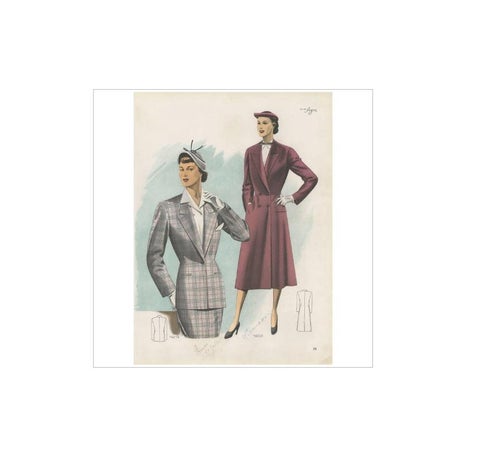 Vintage Fashion Print 'Pl. 14219' published in Ladies Styles, 1951, view 4