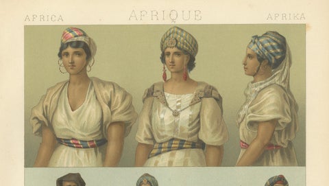 North African Costumes & Figures, Racinet Afrique Plates, Set of 2, 1888, close-up 3