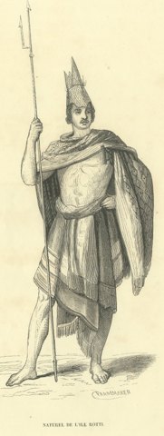 Native of the Island of Rotti, Antique Wahlen Costume Print, 1843-1844