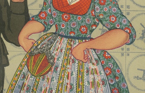 Walcheren Couple in Bright Festival Dress, 1780–1870, with Parisian Elegance, close-up 2