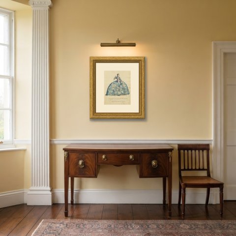 Zara in Congreve's The Mourning Bride, Georgian Stage Costume, Jefferys, 1757, shown framed in a room