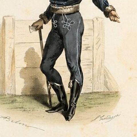 Set of Three Antique German & Hungarian Folk Costume Engravings, circa 1850, close-up 2
