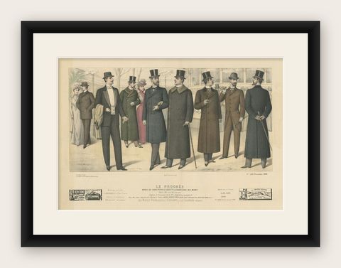 Antique Fashion Print Published in December, 1898, shown framed