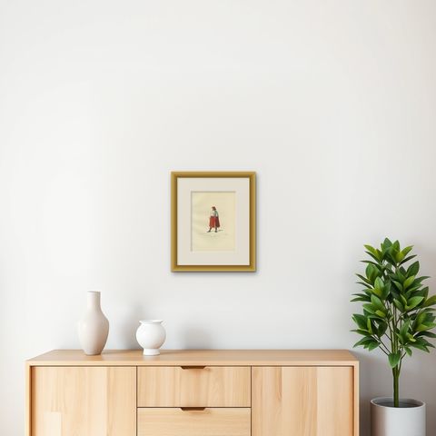 Antique Print of a Venetian Nobleman, Italy, 15th Century, by Bonnard, 1860, shown framed on a wall