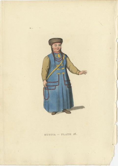 Traditional Mongolian Attire in Alexander's Russian Ethnographic Engraving, 1814, view 3