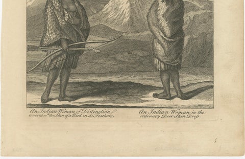 Inhabitants of California, Indigenous Dress and Daily Life Engraving, c1774, close-up 2