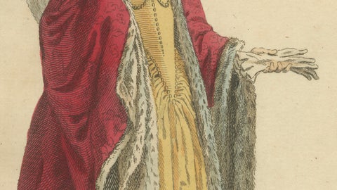 Duke & Duchess of Venice Costume Engravings in 1581, Hand-Colored Pair, 1749, close-up 5