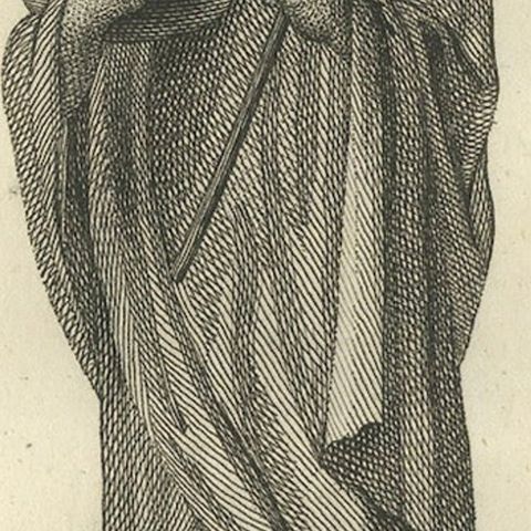 Burmese Monk in His Religious Robe, Antique Costume Print, circa 1800, close-up 4