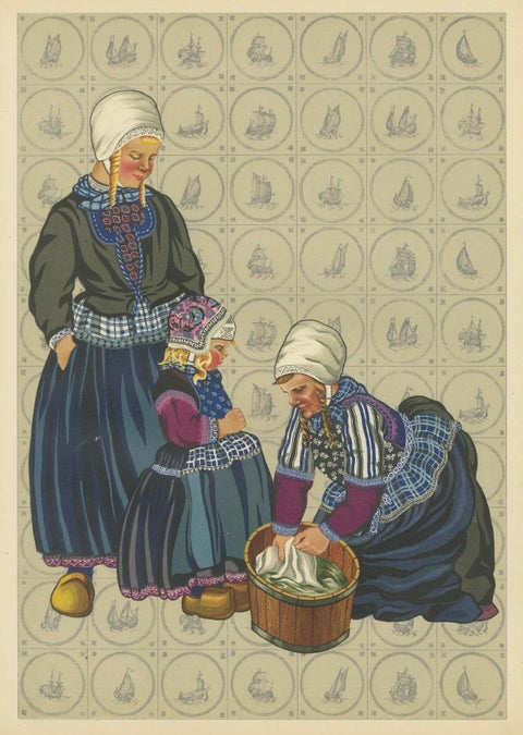 Marken Mourning Dress, Original 1932 Dutch Costume Print, close-up 5