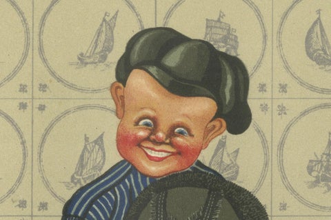 Joyful Children's Round Dance in Spakenburg Costume, Dutch Folk Art Print, 1932, close-up 4