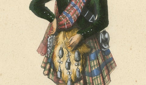 Scottish Clan Chief in Highland Dress, Hand-Coloured Lithograph, c.1845, close-up 3