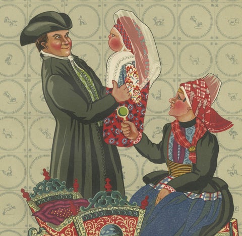Hindeloopen Family with Painted Cradle, Dutch Costume, 1932, close-up 2