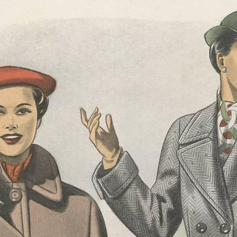 Vintage Fashion Print 'Pl.14321' Published in Ladies Styles, 1952, close-up 1