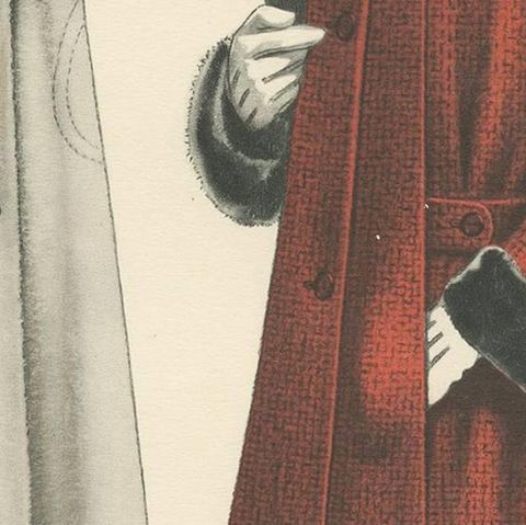 Vintage Fashion Print 'Pl. 16523' published in Le Tailleur Moderne, 1954, close-up 2