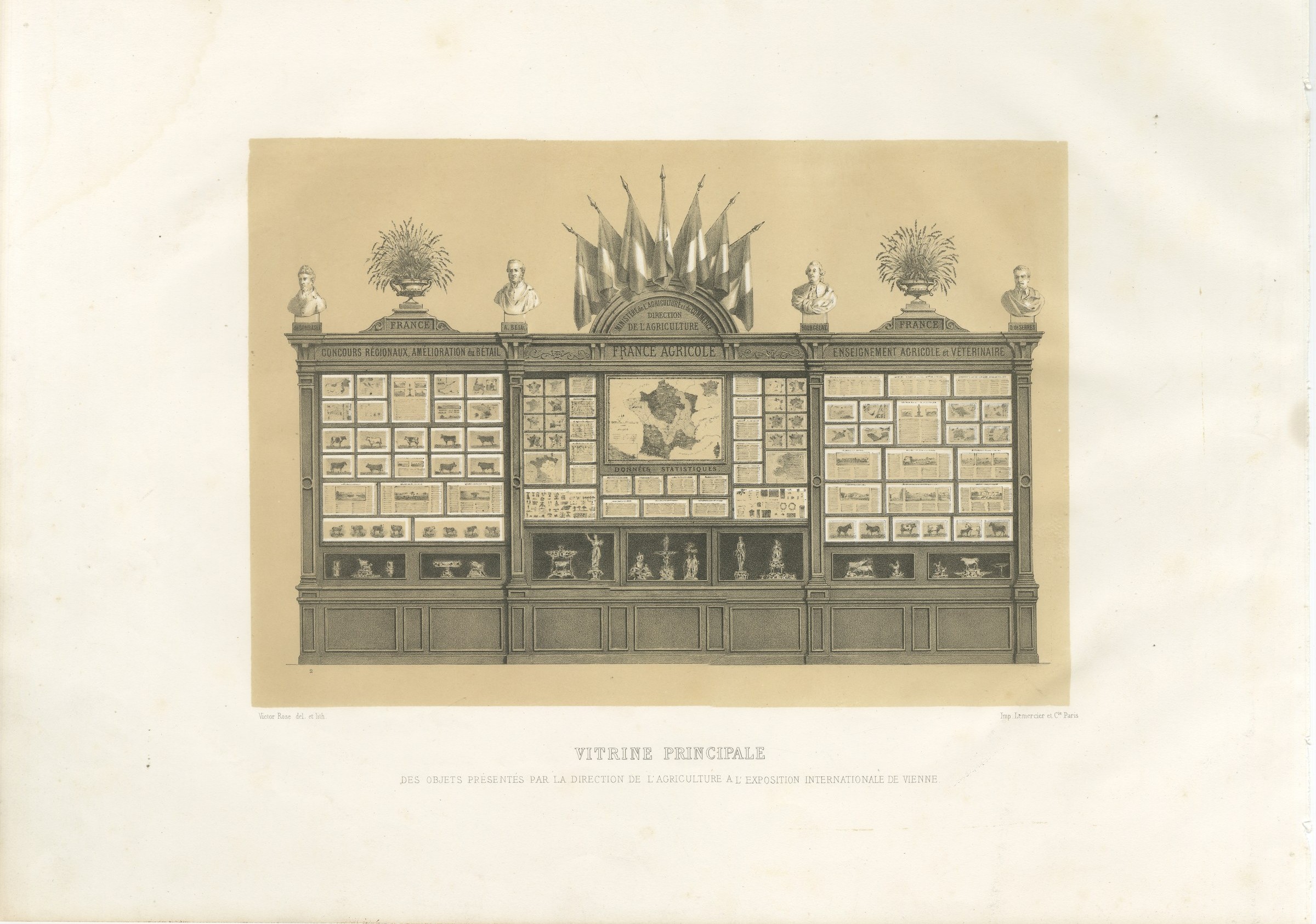 Antique Print of the French Agriculture Display, Vienna World Fair, 1873