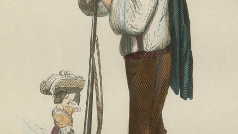Tyrolean Hunter from the Ziller Valley - Antique Costume Lithograph, c.1852, close-up 3