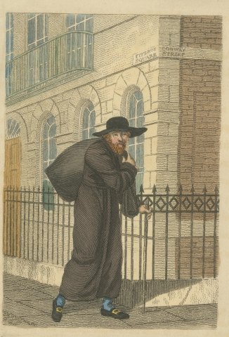 Old Clothes Man in Fitzroy Square, Cries of London, 1804, close-up 1