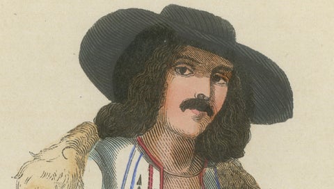 Wallachian Highlander from Romenia - Antique Costume Lithograph, c.1852, close-up 2