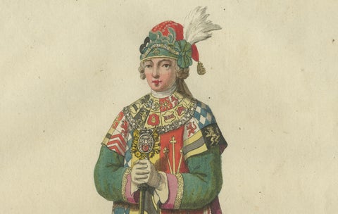 Herald of the Order of Saint Hubert: 1791 Colored Engraving in Ceremonial Dress, close-up 3
