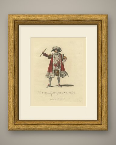 King Richard III Playhouse Habit, Georgian Stage Costume, Jefferys Print, 1757, shown framed
