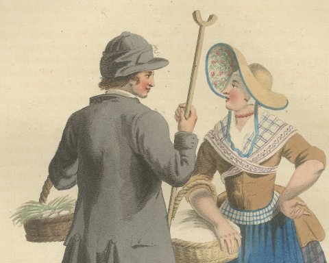 Schouwen Couple going to Zierikzee Market, Zeeland Print, 1811, close-up 1