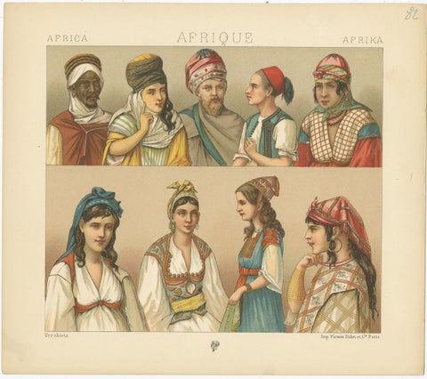 Pl. 82 Antique Print of African Costumes Racinet, 'circa 1880', view 2
