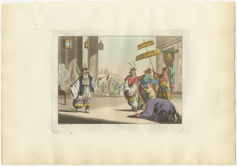 Chinese Peking Opera Scene, Ferrario Costume Print, Hand-Colored c.1815, view 2