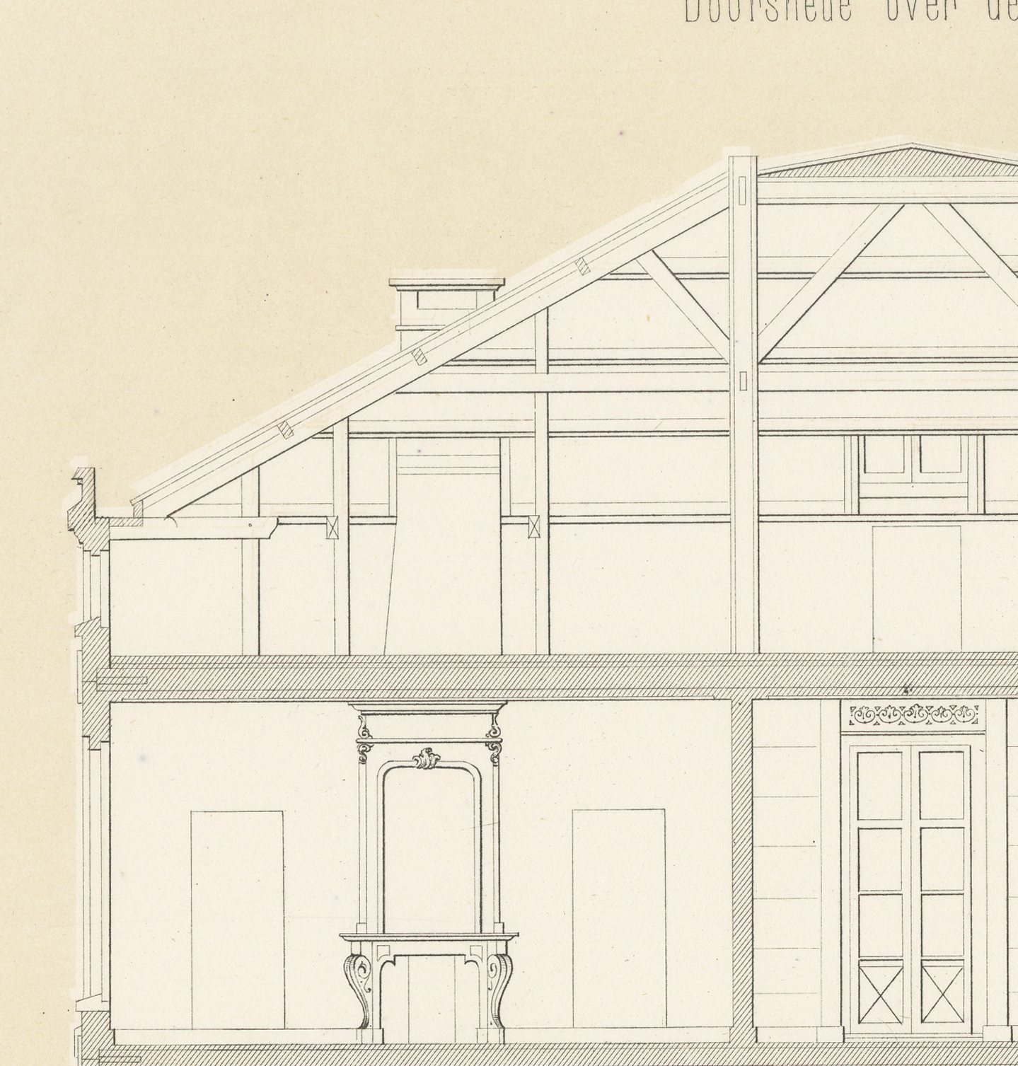 Meppel Country House, Sections, Dutch Architecture Print, Leliman, 1865-1866, view 2