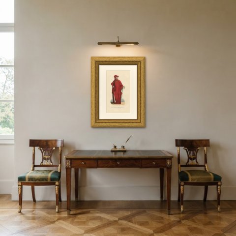 Knight of the Golden Fleece, Philip the Good, Hand Colored Wood Engraving, 1844, shown framed in a room